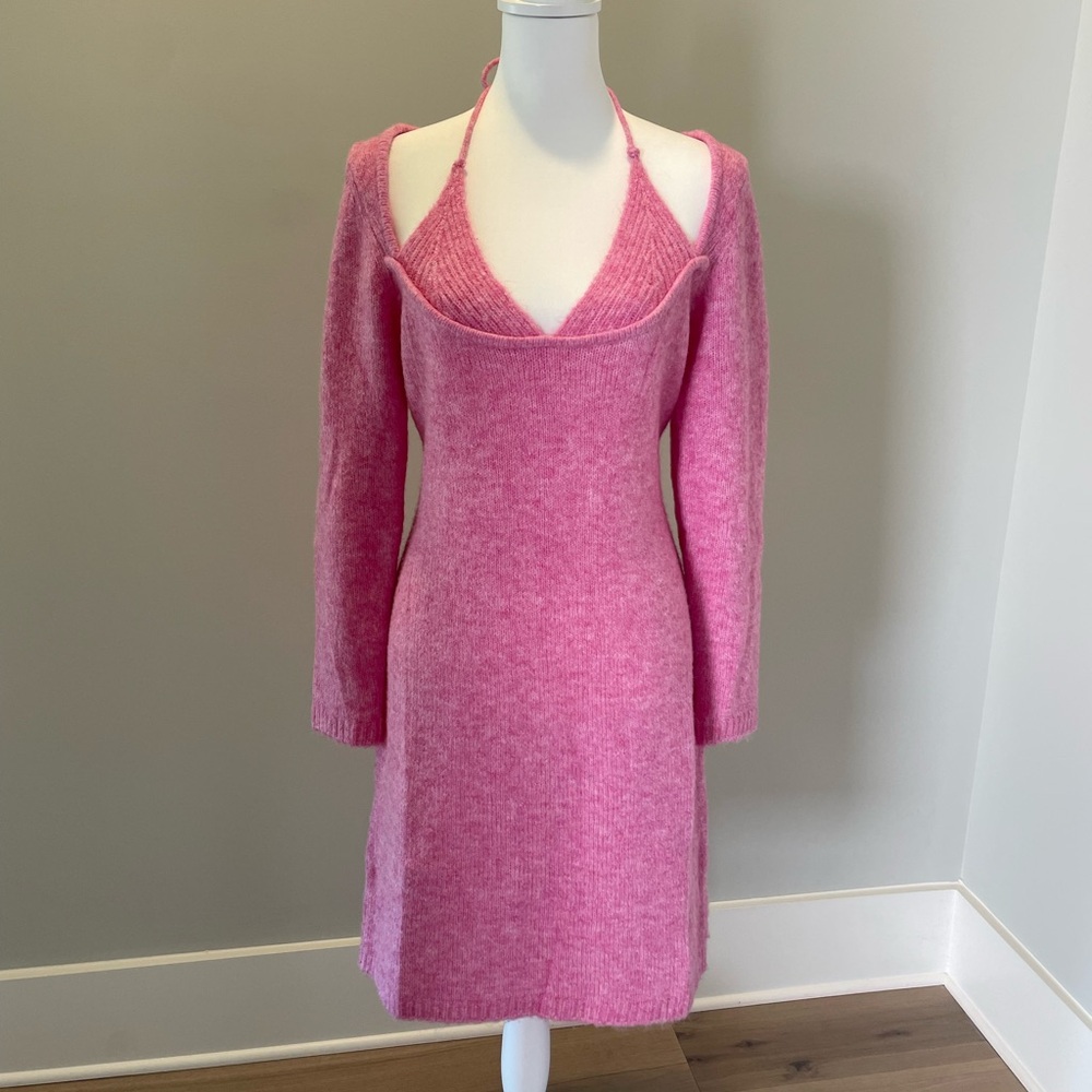 Callahan Knit Halter Pink Cold Shoulder Dress